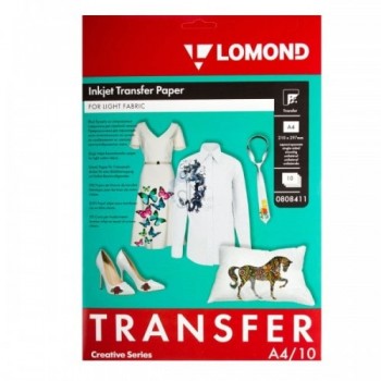 Бумага Lomond термотрансферная  для светлых тканей, А4, 10 л (0808411) Бумага Lomond термотрансферная  для светлых тканей, А4, 10 л (0808411)