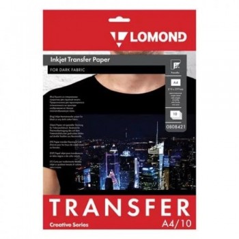 Бумага Lomond термотрансферная  для темных тканей, А4, 10 л (0808421) Бумага Lomond термотрансферная  для темных тканей, А4, 10 л (0808421)