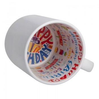 Кружка для сублимации белая, рисунок внутри "С Днём рождения!" Кружка для сублимации белая, рисунок внутри "С Днём рождения!"