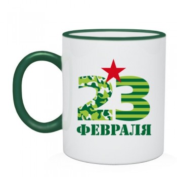Кружка с цветным ободком и ручкой (зеленая) Кружка с цветным ободком и ручкой (зеленая)