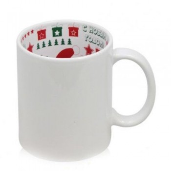 Кружка для сублимации белая, рисунок внутри "С Новым Годом и Рождеством"
