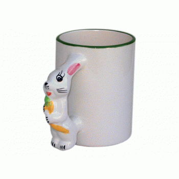 Кружка для сублимации белая с ручкой в форме животного, Кролик Кружка для сублимации белая с ручкой в форме животного, Кролик