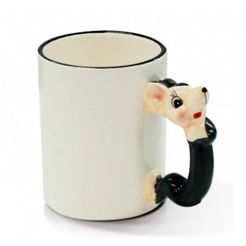 Кружка для сублимации белая с ручкой в форме животного, Мышь Кружка для сублимации белая с ручкой в форме животного, Мышь
