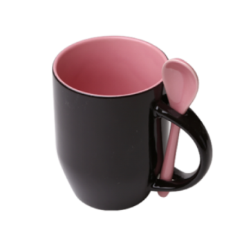 Кружка Color для термопереноса, розовая -хамелеон с ложкой Кружка Color для термопереноса, розовая -хамелеон с ложкой