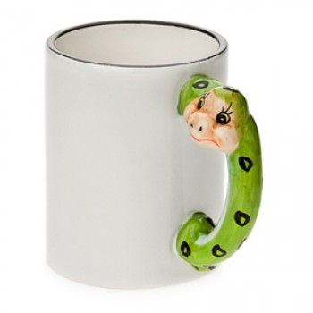 Кружка для сублимации белая с ручкой в форме животного, Змея