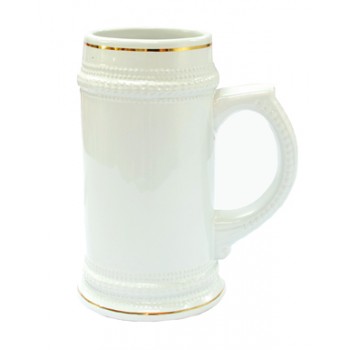 Кружка для сублимации пивная с золотым ободком