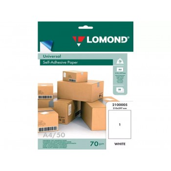 Бумага Lomond самоклеющаяся А4, неделённая, 70 г/м2, 50л (2100005) Бумага Lomond самоклеющаяся А4, неделённая, 70 г/м2, 50л (2100005)
