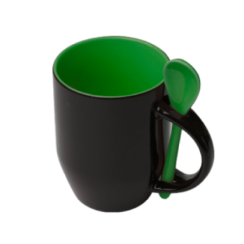 Кружка Color для термопереноса, зеленая -хамелеон с ложкой Кружка Color для термопереноса, зеленая -хамелеон с ложкой