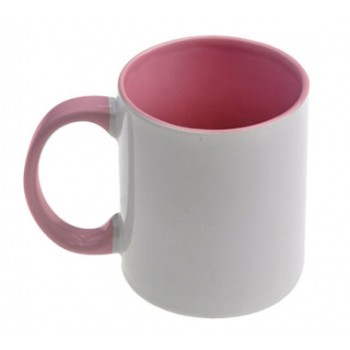 Кружка для сублимации белая, внутри и ручка(розовая)